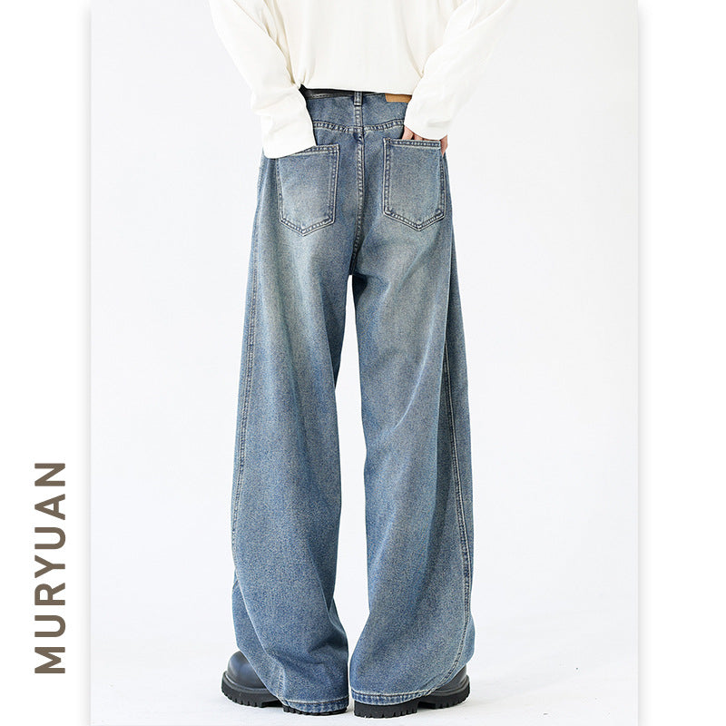 Street Deconstructed Knife-Shape Denim Pants for Men