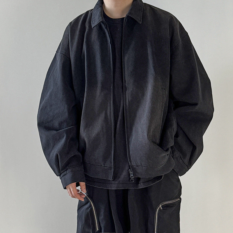 High Street Heavyweight Washed Denim Jacket for Men