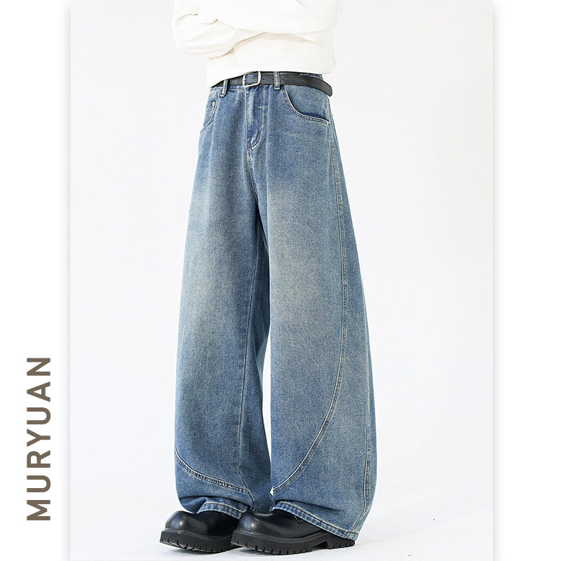 Street Deconstructed Knife-Shape Denim Pants for Men