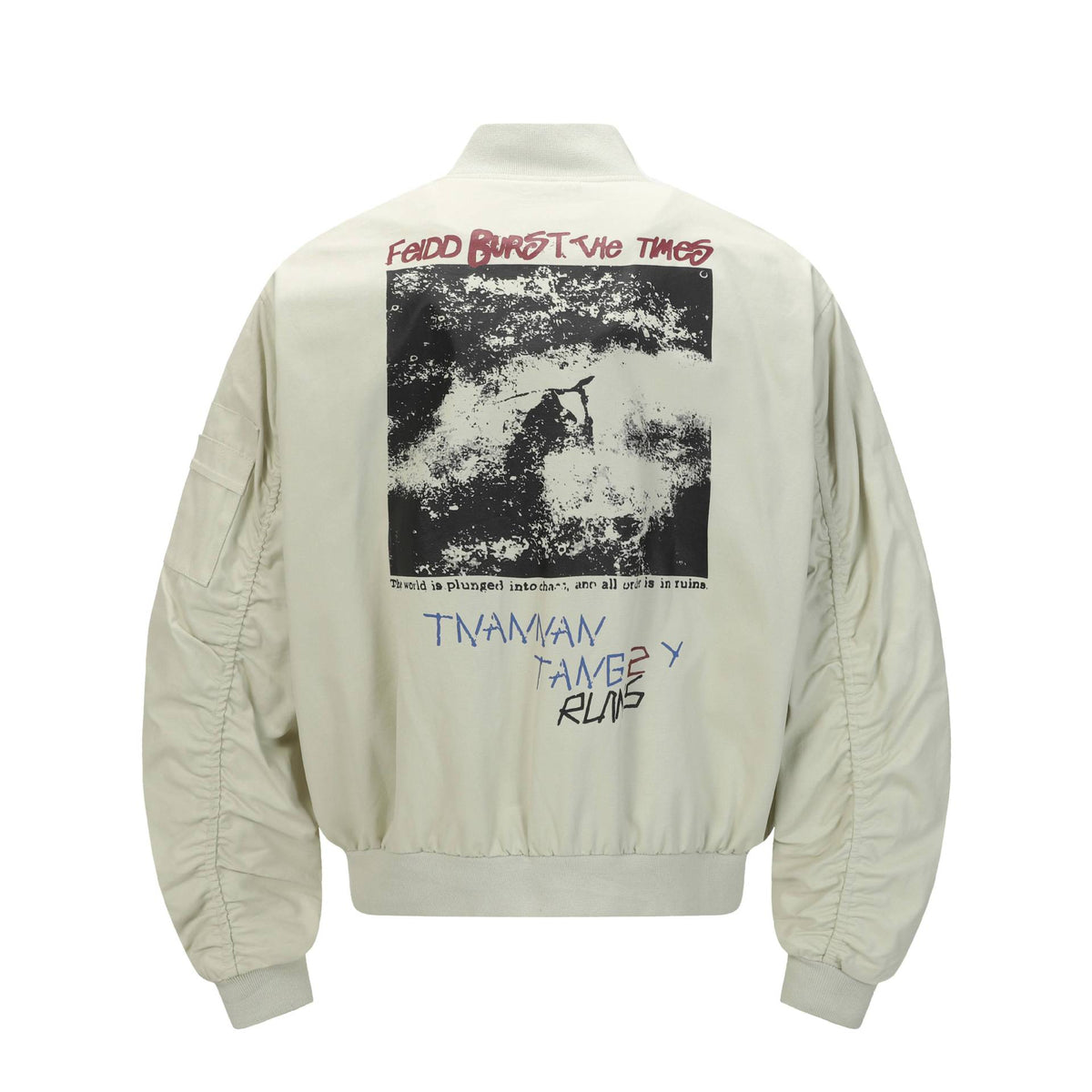 Street Print Cool Batwing Sleeve Flight Jacket Men