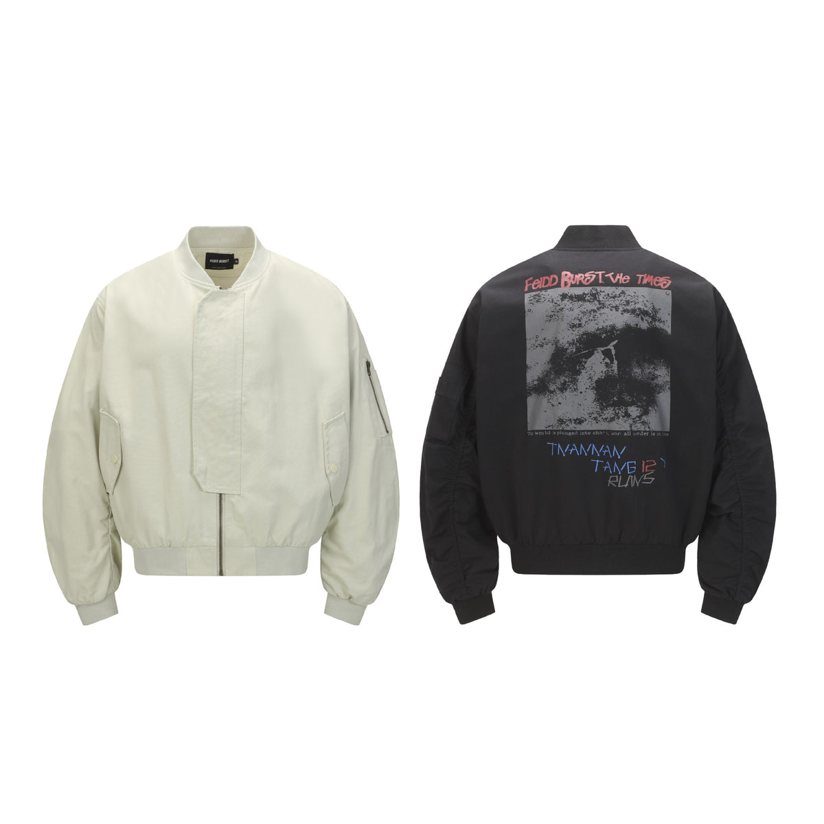 Street Print Cool Batwing Sleeve Flight Jacket Men