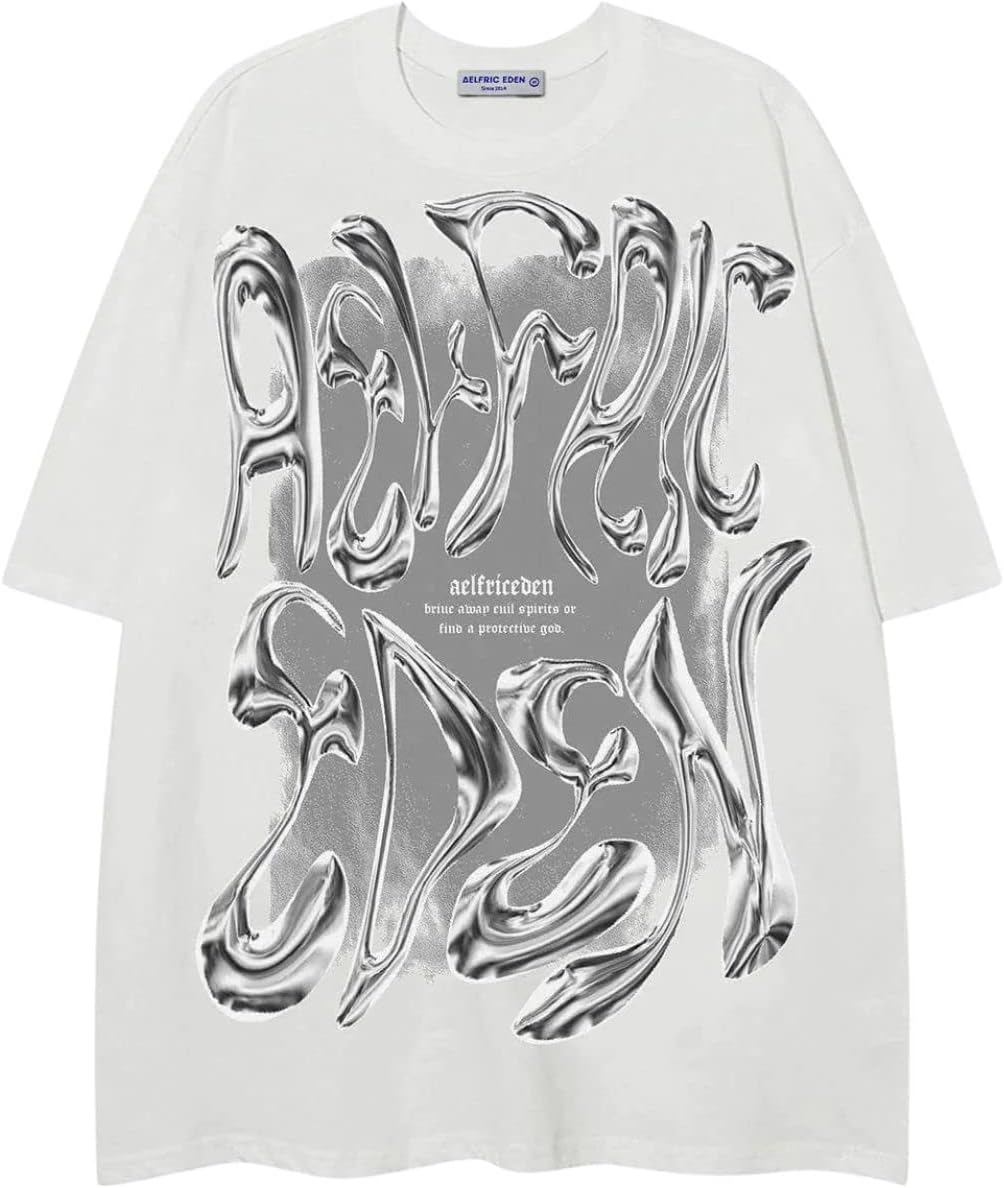 Aelfric Eden Men's Oversized Graphic T-Shirt Cotton Vintage Streetwear Tee