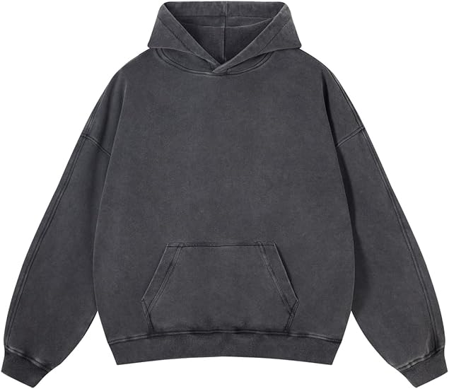 Adenorah Vintage Acid Wash Oversized Hoodie Heavyweight Cotton Pullover