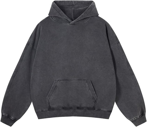 Adenorah Vintage Acid Wash Oversized Hoodie Heavyweight Cotton Pullover