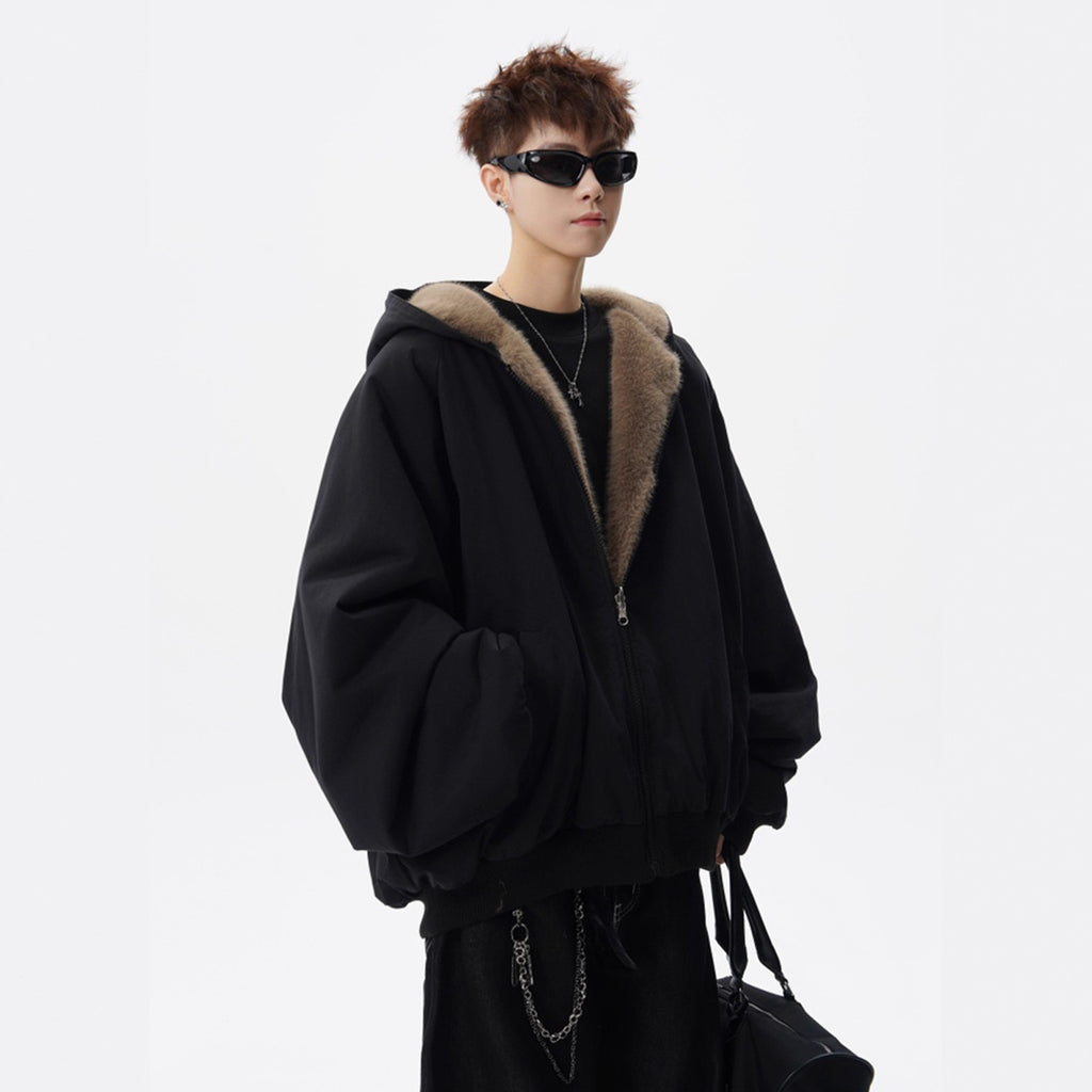 Fashion Style  Streetwear Two-Way Wear Mountain Hawk Cotton Coat Men Winter Heavyweight Retro Warm Hooded Outerwear High Street Cool Loose Cotton Jacket