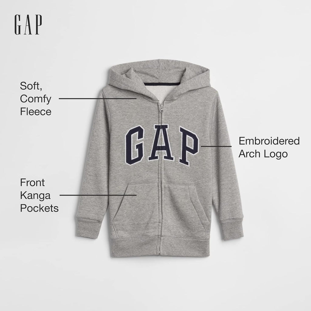 GAP Boys' Logo Hoodie Full Zip Fleece Sweatshirt Pure Red