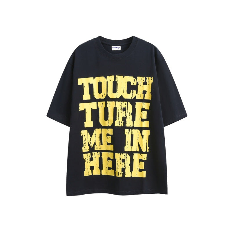 Wear and tear letter printed loose short sleeves for men and women
