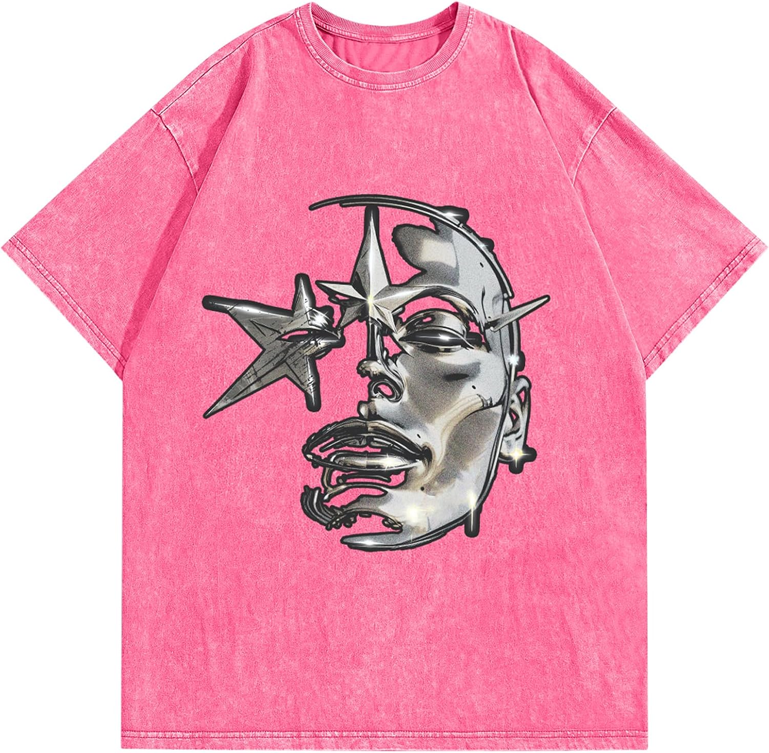 AugYew Men's Oversized Graphic T-Shirt Cotton Vintage Streetwear Tee