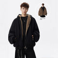 Fashion Style  Streetwear Two-Way Wear Mountain Hawk Cotton Coat Men Winter Heavyweight Retro Warm Hooded Outerwear High Street Cool Loose Cotton Jacket