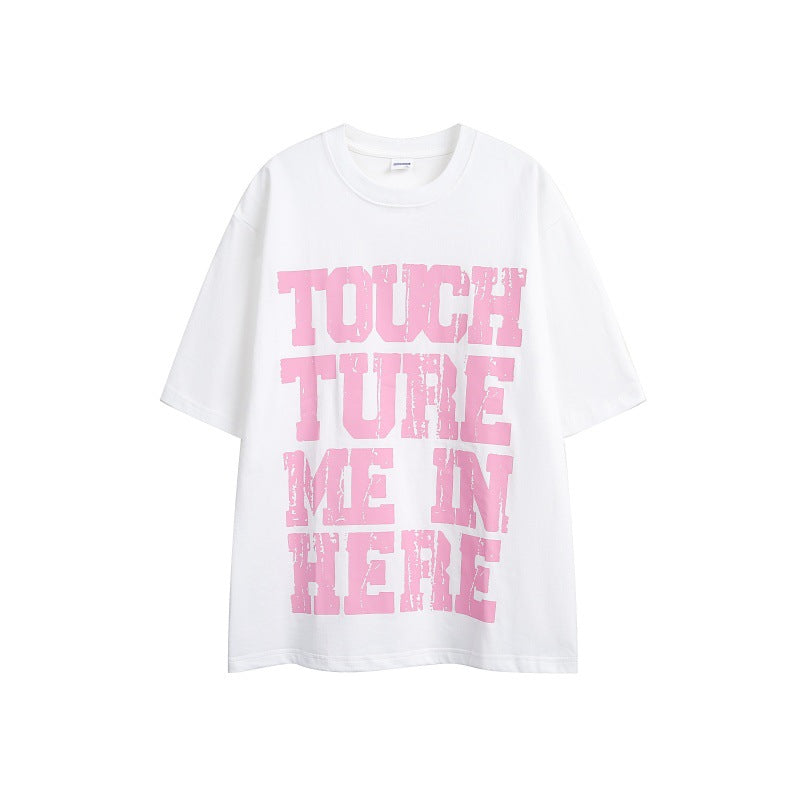 Wear and tear letter printed loose short sleeves for men and women